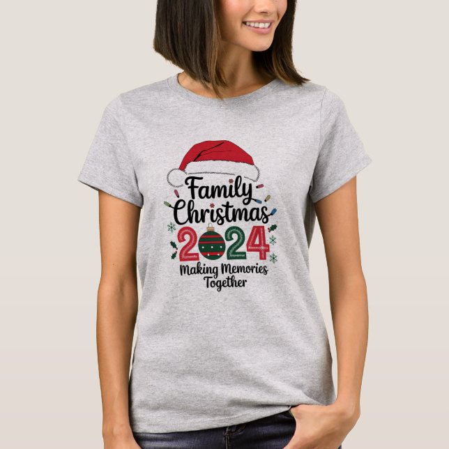 Camiseta Memórias do Fazer do Natal da Família 2024 Juntas (Frente)