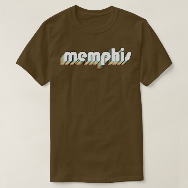 Camiseta Memphis Retro Rainbow Tipografia Desbotada Estilo  (Frente do Design)