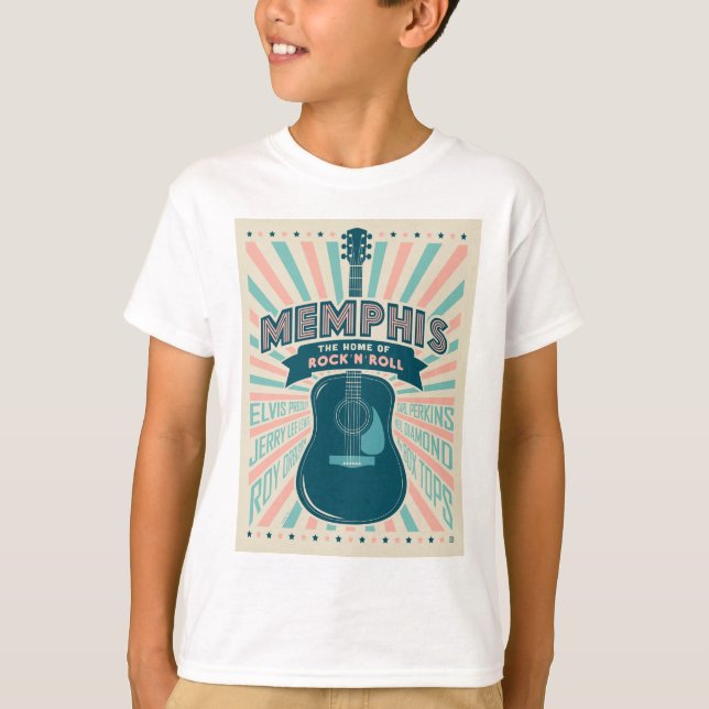 Camiseta Memphis, TN: Série Guitarra | Rock-N-Roll (Frente)
