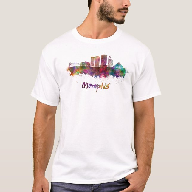 Camiseta Memphis V2 skyline in watercolor (Frente)
