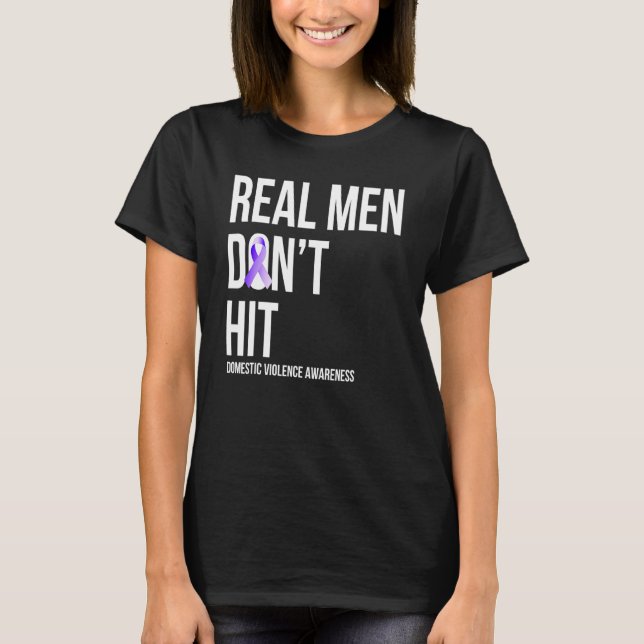Camiseta Men Don't Hit  Domestic Violence Awareness Ribbon (Frente)