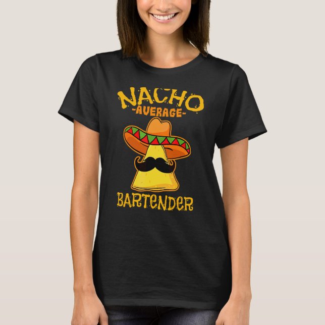 Camiseta Men Nacho Média Bartender Cinco De Mayo Mexicano (Frente)