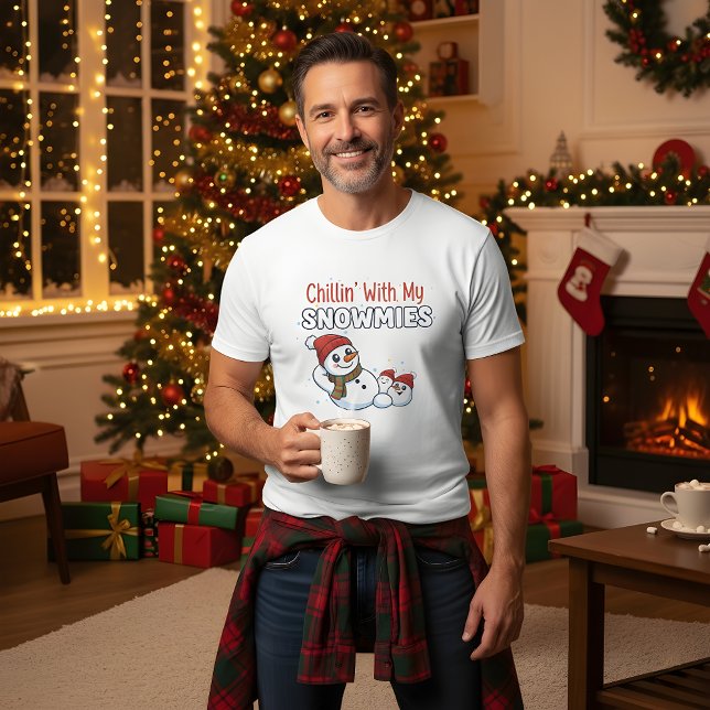 Camiseta Men’s Christmas T-Shirt | Snowman Holiday Design (Criador carregado)