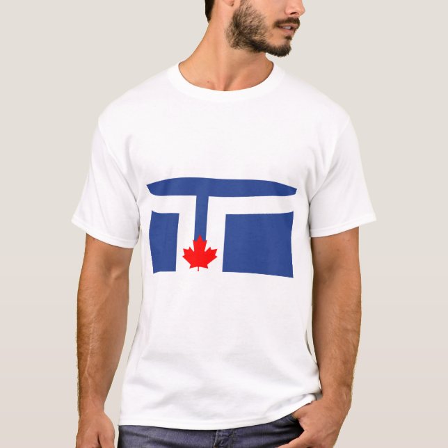 Camiseta Men T Shirt with Flag of Toronto, Canada (Frente)