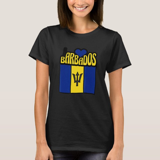 Camiseta Men Women Proud Barbados Flag Map Barbados Souveni (Frente)