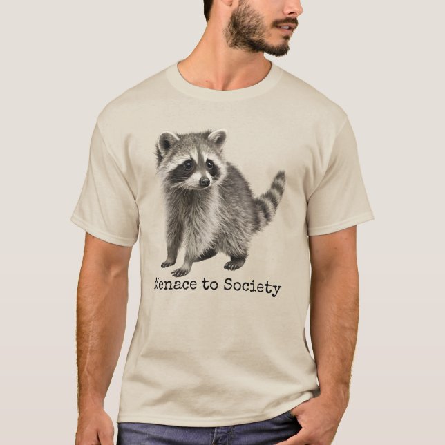 Camiseta Menace To Society, Funny Feral Raccoon Meme (Frente)