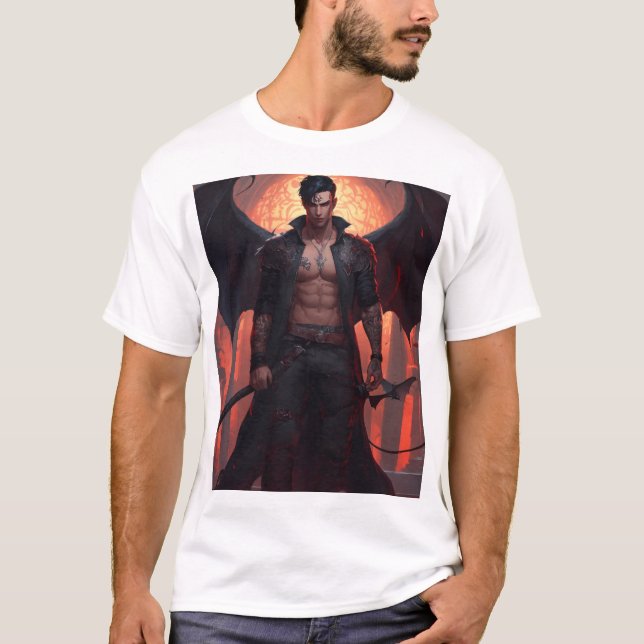 Camiseta Menacing Devil Angel Warrior T-Shirt Design (Frente)