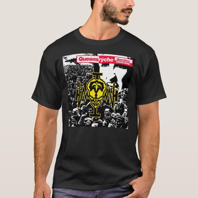 Camiseta MENDCRIME&x27 da Melhor OPERAÇÃO;88 Queensrūche T- (Frente)