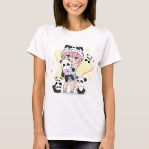 Camiseta Menina Adorável de Anime Cercada por Brinquedos de