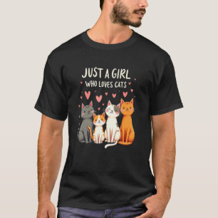 Camiseta Menina Afetuosa Ama Gatos Arte Feliz