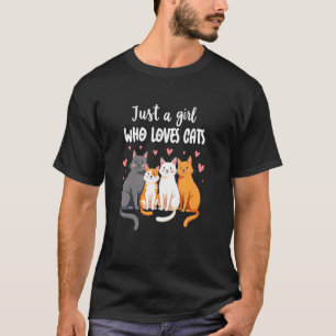 Camiseta Menina Alegre Ama Gatos Cena Adorável