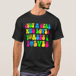 Camiseta Menina Ama Cavalos Lobos Selvagens Equitação Mulhe
