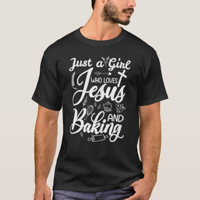 Camiseta Menina Ama Jesus E Baking Cookie Baking Wom (Frente)