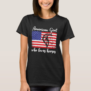 Camiseta Menina americana que adora cavaleiros 4