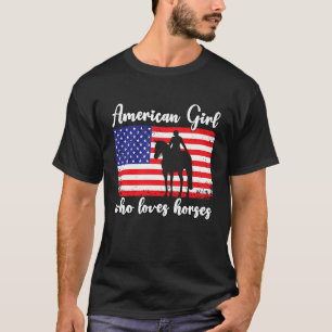 Camiseta Menina americana que ama cavalos de evento cavalei