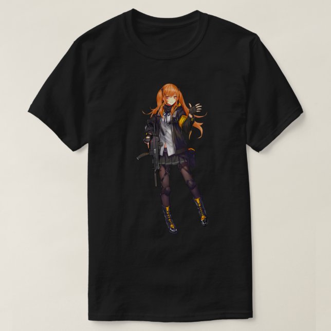 Camiseta Menina animada com design de arma legal (Frente do Design)