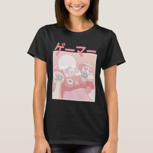 Camiseta Menina Animadora Kawaii Jogos Jogo Fixe Jogo Mulhe