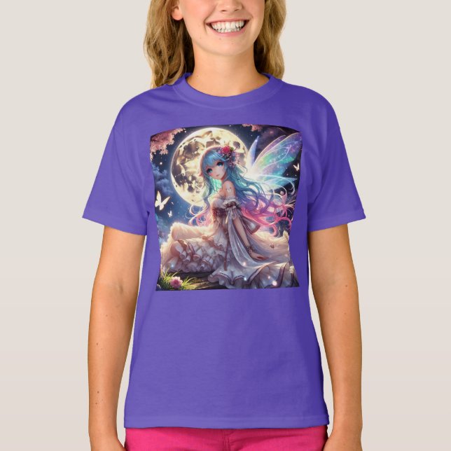 Camiseta Menina Anime Princesa Fada da Lua no Jardim (Frente)
