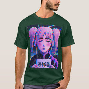 Camiseta Menina Anime Triste Estética Pastel Presente de Ga