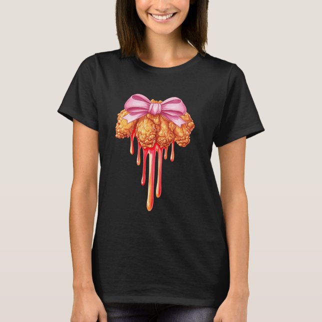 Camiseta Menina Asas de Frango com Laço Sedutor Mamãe Rosa  (Frente)