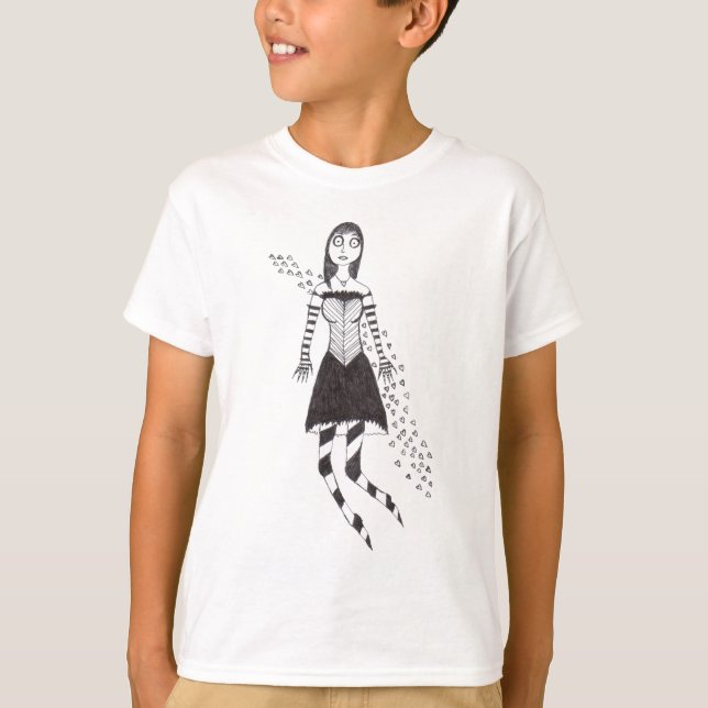 Camiseta Menina assustador do coração (Frente)