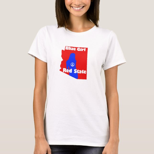 Camiseta Menina azul em um estado vermelho - arizona (Frente)
