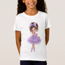 Camiseta Menina Boneca Fofa Vestido Roxo
