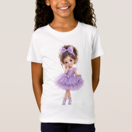 Camiseta Menina Boneca Fofa Vestido Roxo
