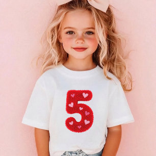 Camiseta Menina Bonita Fazendo 5 Anos Coração Menina de 5