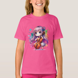 Camiseta Menina Bonita Jogando Cello