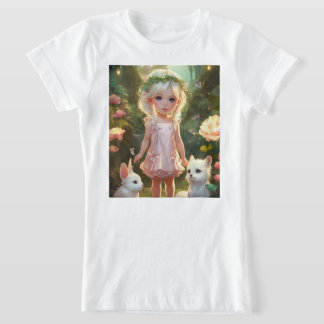 Camiseta Menina bonita no jardim mágico