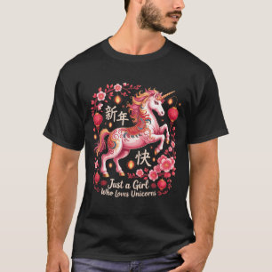 Camiseta Menina Bonita Que Ama Cavalo Unicórnio Ano Lunar 