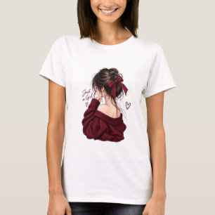 Camiseta Menina Bonita Vestido Vermelho   Moda Fem