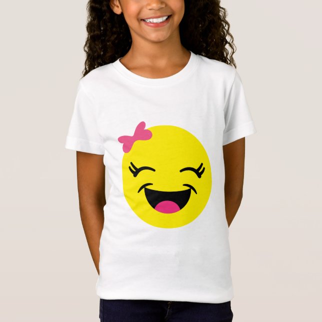Camiseta Menina bonito & feliz de Emoji (Frente)