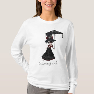 Camiseta Menina bonito & parasol do gótico de Steampunk do