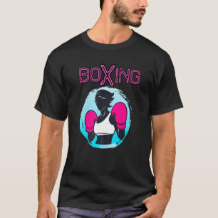 Camiseta Menina Boxer Mulher Boxando Luvas Rosa Quente Boxa