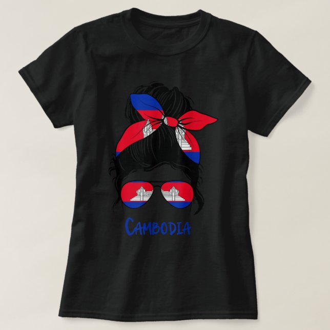 Camiseta Menina Cambojana Menina Khmer Bandeira (Frente do Design)
