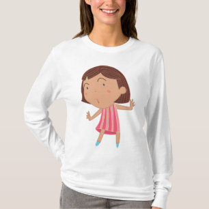 Camiseta Menina Caprichosa Vestindo um Vestido Listrado Ros