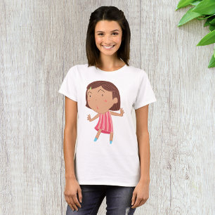 Camiseta Menina Caprichosa Vestindo um Vestido Rosa Listrad