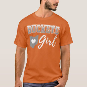 Camiseta Menina Castanha Ohio Casa Coração Estado Mapa Form