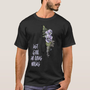 Camiseta Menina Cavalo Flores Cavaleiro Jockey Fazendeiro E