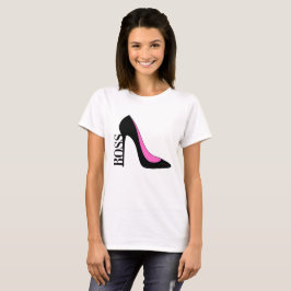 Camiseta Menina Chefe Rosa Preto