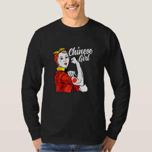 Camiseta Menina chinesa: Bandeira China Cultura Herança Paí