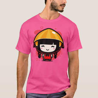 Camiseta Menina chinesa de Kawaii, bonita no traje tradicio