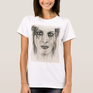 Camiseta Menina choradora - Desenho a lápis