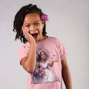 Camiseta Menina Com Belas Flores De primavera