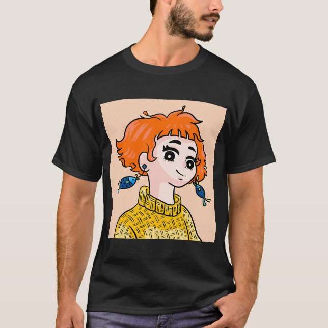 Camiseta Menina com Brincos de Peixe (Frente)