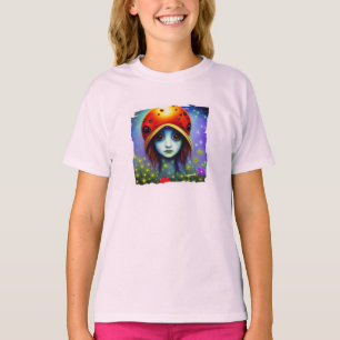 Camiseta Menina com chapéu de joaninha