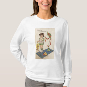 Camiseta Menina com chapéu e o pintinho amarelos