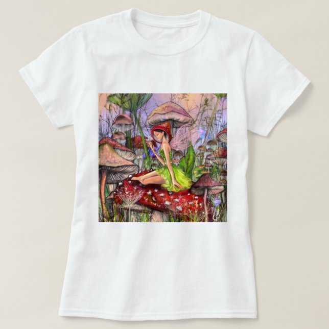 Camiseta Menina com Cogumelos (Frente do Design)